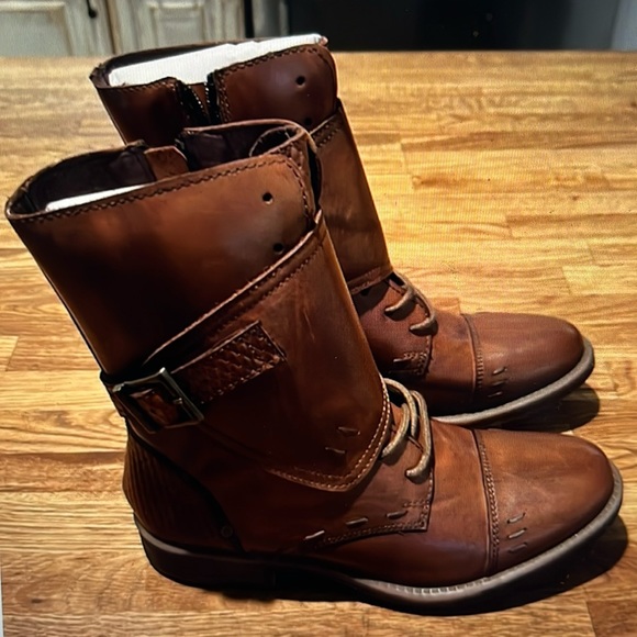 NWT Bed Stu Roan Leather Deception Wrap Over Combat Boots - Picture 1 of 7